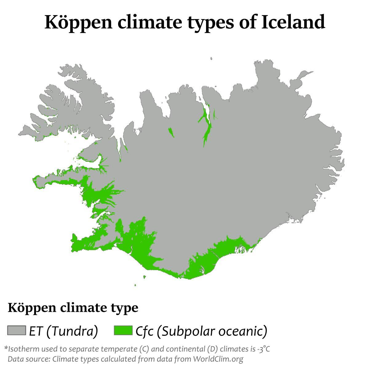Mapa de temperatura de Islandia