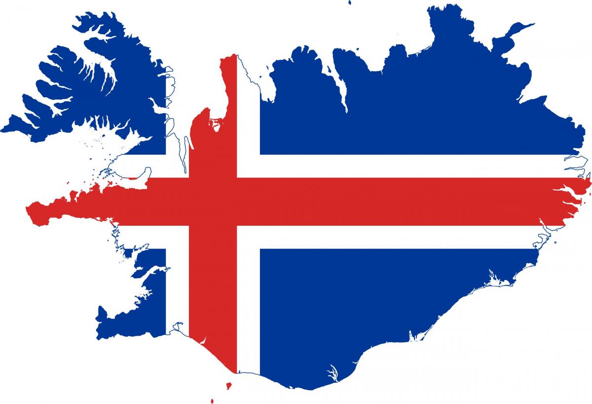 Mapa de la bandera de Islandia