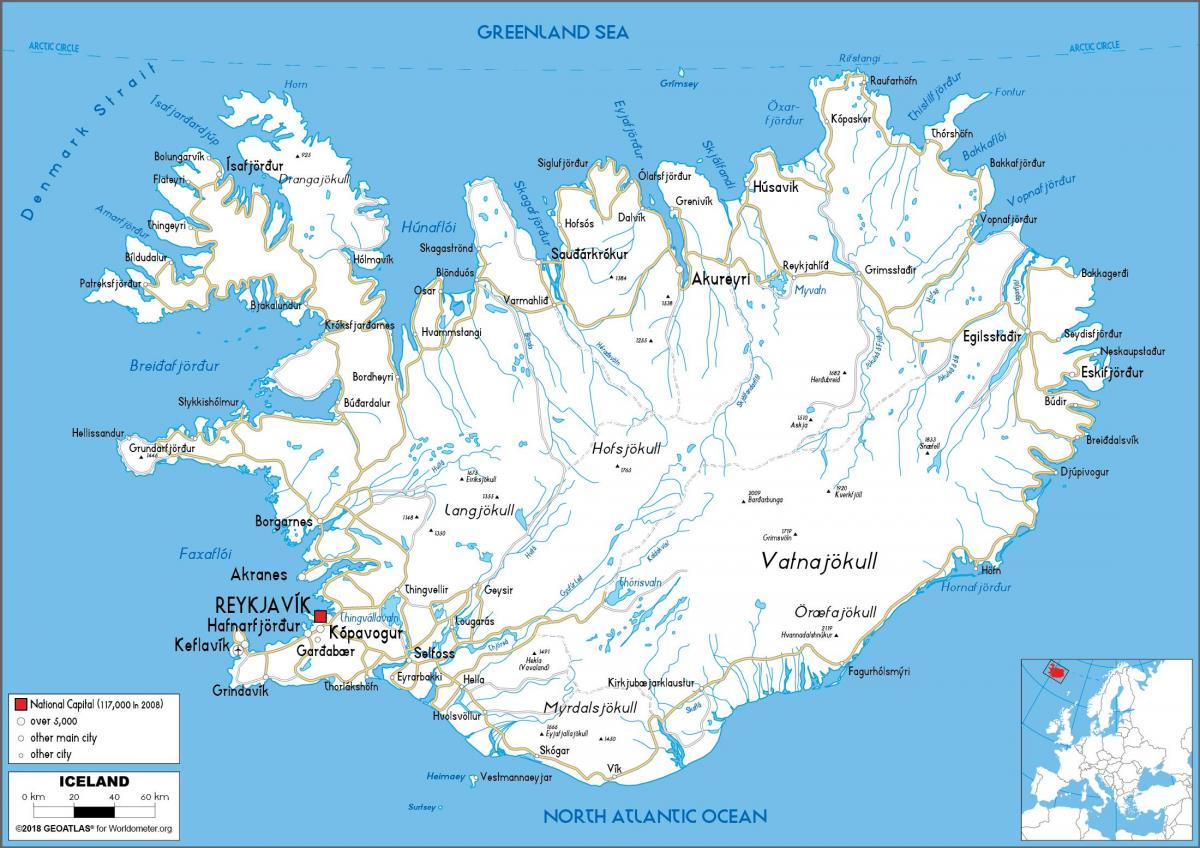 Mapa de conducción de Islandia