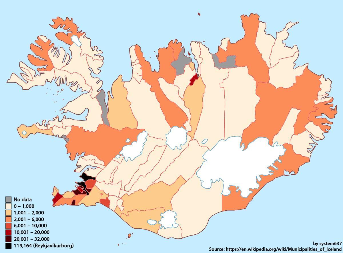 Mapa de densidad de Islandia