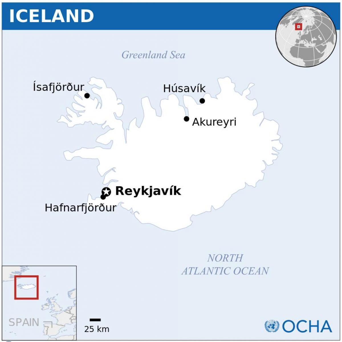 Mapa de la capital de Islandia
