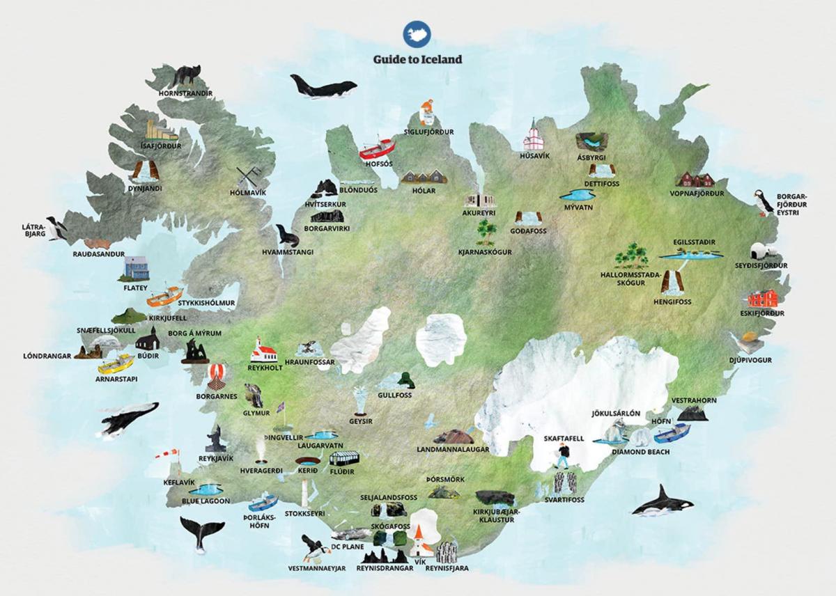 Mapa de viaje de Islandia